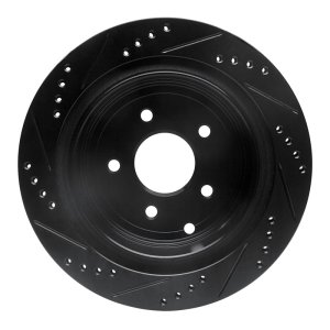 Infiniti FX37 Brake Rotor (1) - Rear Right - R1 Concepts - Drilled & Slotted - Black - `03-`24